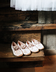 child's ballet slippers ready to wear with bridesmaids dresses © Cavan