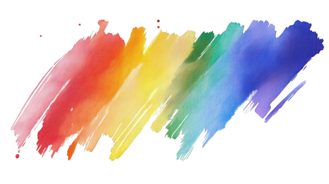 an abstract watercolor painting with a vibrant rainbow color scheme the brushstrokes are bold and dynamic. creating a sense of energy and movement the colors are bright and saturated. making the paint