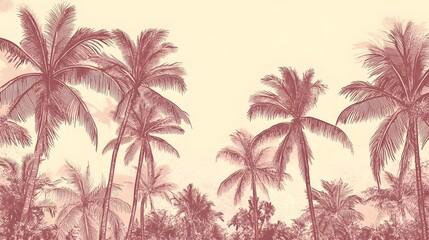 Pink Palm Trees Underneath a Pastel Sky