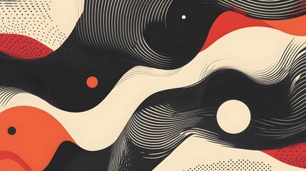 Wavy organic shapes seamlessly integrating with geometric figures in a harmonious visual layout