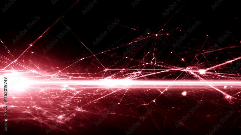 Poster abstract red network data stream glow