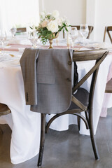 Elegant table settings at wedding reception