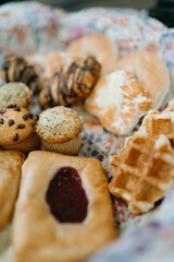 close up of assorted pastries