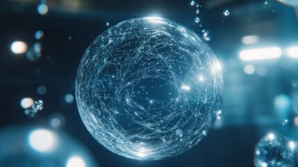 Abstract Sphere Network Digital Data Visualization