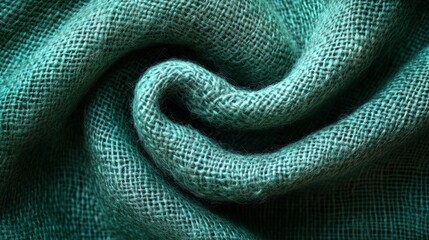Fototapeta premium Teal burlap fabric swirled in a heart shape.