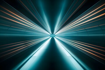 Fantastic Corridor stretches into darkness dotted with lights leading to a distant glow