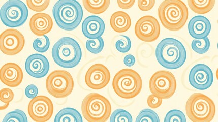 Abstract Swirl Pattern Pastel Orange and Blue Circles