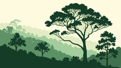 Obraz premium Green Landscape Silhouette