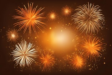 Naklejka premium orange brown background celebration fireworks star new year decoration design digital festival