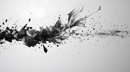 Broken elements aligning into a fluid cohesive design with a seamless transition of shapes