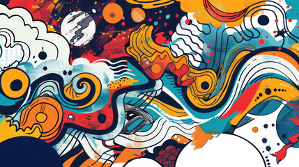Modern doodle banner theme, high-resolution imagery, ideal for corporate settings