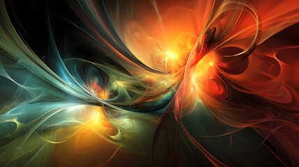 Broken abstract shapes merging into a unified cohesive design with vibrant flow