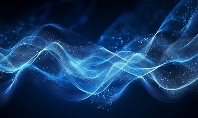 
Abstract blue tech background with digital waves, dynamic network system, artificial neural connections, cyber quantum computing and electronic global intelligence


