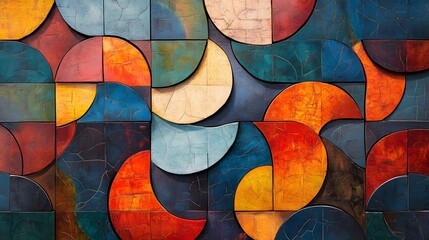 Fragmented sections of color and design combining to form a cohesive harmonious pattern