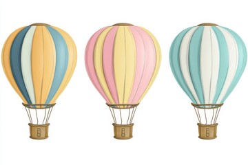 Obraz premium Three pastel-colored hot air balloons.