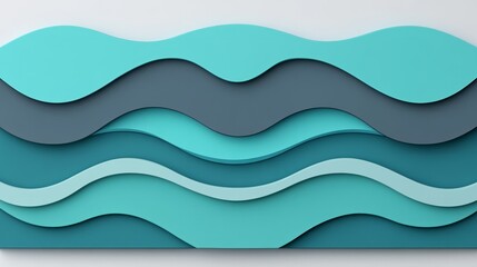 Abstract Teal and Gray Wave Layers Design