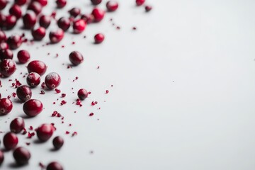 Scattered cranberries on white background. (4)
