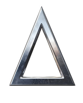 Futuristic metallic frame with sharp angles and chrome finish, Isolated on transparent or white background cut out