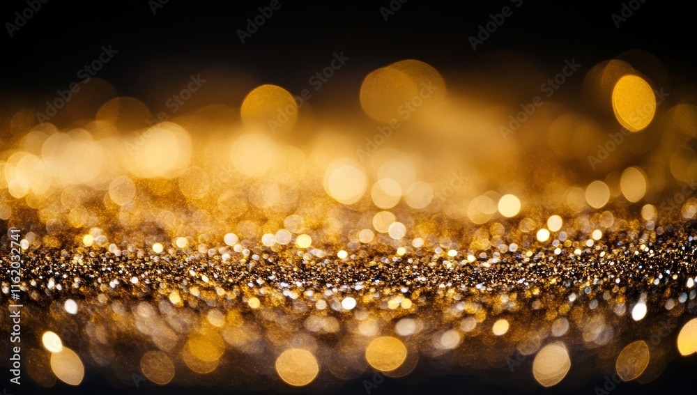 Poster Golden glitter bokeh background with sparkling lights. (2)