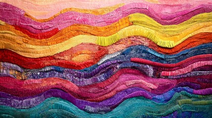 Jagged linear patterns layered on a soft gradient backdrop with vivid colors to create visual depth