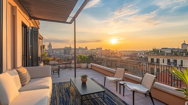 Rome Rooftop Sunset: Luxury Terrace with City Views