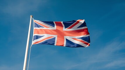 British Flag Flying Against a Clear Blue Sky