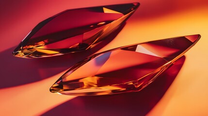 Sharp angular shapes layered on a smooth gradient surface with contrasting hues for dramatic effect