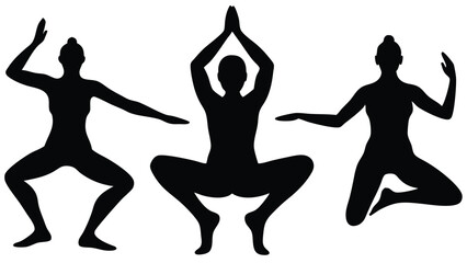 Fototapeta premium Man yoga vector silhouettes