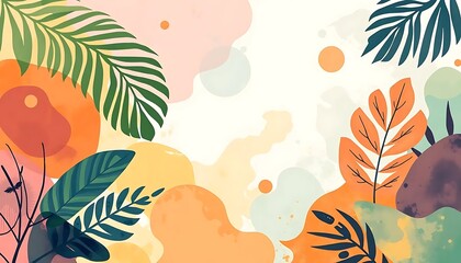 Tropical Leaf Watercolor Abstract - a Serene and Colorful Design