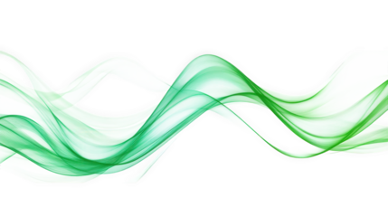 abstract green waves on transparent background