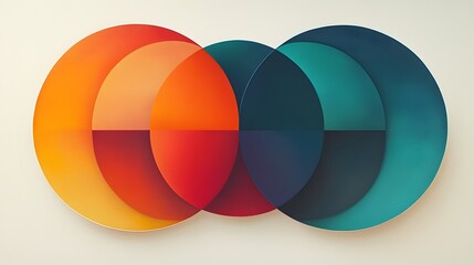 Obraz premium Dynamic primary color gradients in overlapping circles adding depth and dimension