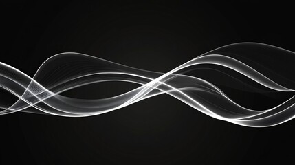 Abstract White Waveforms on Black Background