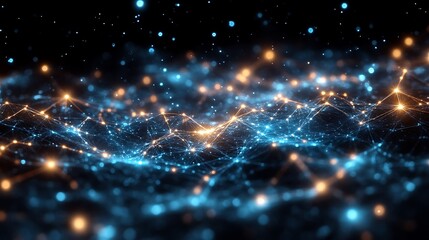 Obraz premium Abstract Network Of Blue And Orange Lights