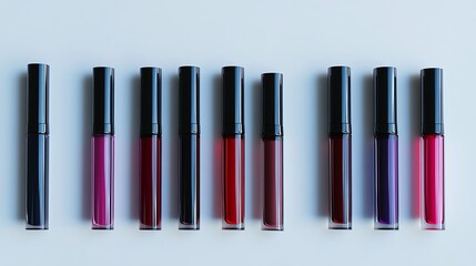 Obraz premium Various lip gloss tubes isolated on a transparent background, featuring sleek and modern designs, created with a generative AI touch.