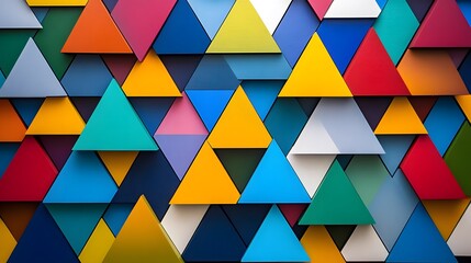 Interlocking triangles in primary colors layered with precision