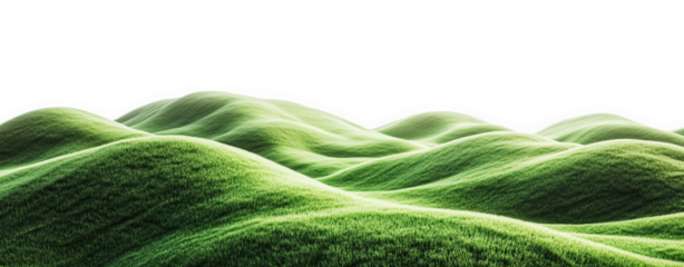 lush green hills with a bright transparent background the hills are smooth and rolling. creating a sense of calm and serenity