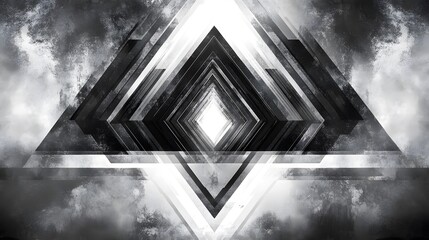 Abstract design with layered dark and light triangles in sharp contrast