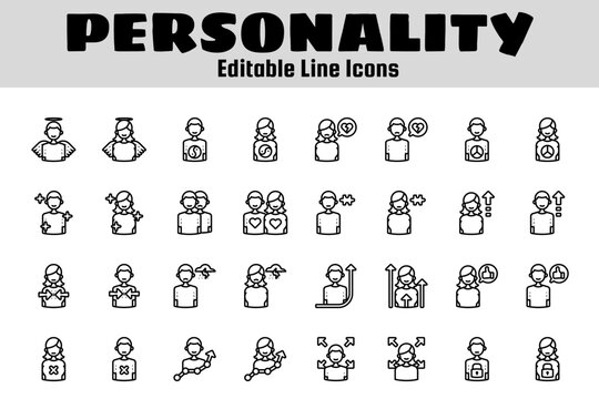 personality outline icon set