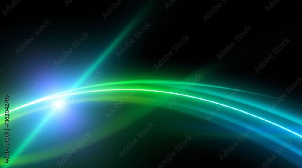 Poster Light trails creating flowing curved lines on dark background