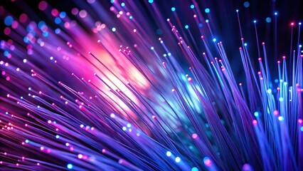 Purple-blue panoramic fiber optic glow, close-up detail.