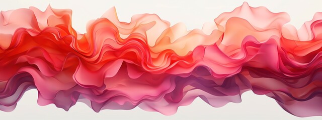 A vibrant, flowing abstract design featuring soft, layered shades of red and pink, creating a sense of movement and elegance.