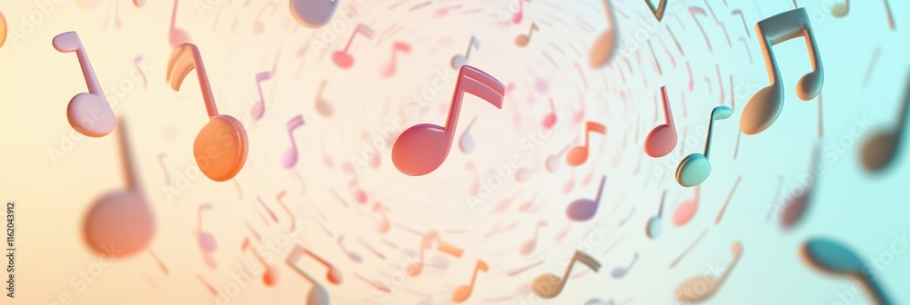 Fototapete colorful 3d music notes swirling in a vibrant background creating a dynamic artistic effect. generat