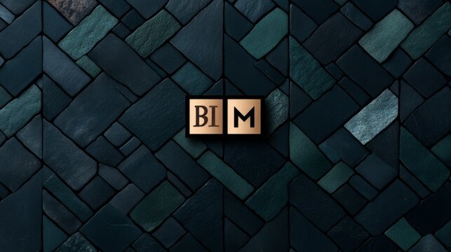 BIM Logo on Dark Textured Stone Mosaic Background