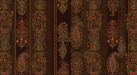 Trendy stylish Vertical Striped floral pattern with paisley and indian flower motifs. damask modern style pattern , Design for fashion , fabric, textile, wallpaper , wrapping and all prints