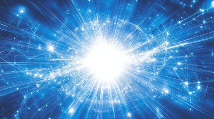 Fototapeta premium Blue Energy Burst Abstract Light and Network