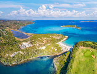 Landscape with Plage du Petit Sperone, Corsica island, French