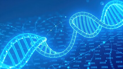 Abstract Blue DNA Helix Genetic Code Structure