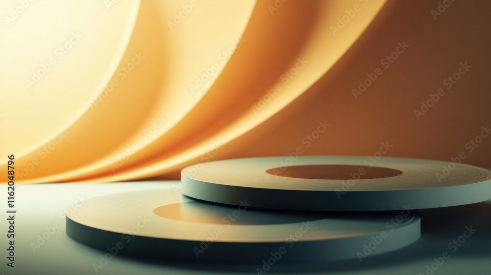 Poster vintage 3d vinyl records with smooth textures and soft lighting for a nostalgic atmosphere. generati