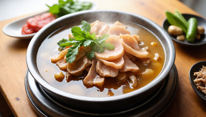 Vietnamese Hot Pot Boiling Beef Slices Close-up Style Traditional Dish