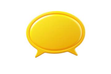 a 3d rendering of a yellow speech bubble isolated on a transparent background the bubble has a rounded shape with a slight shadow beneath it